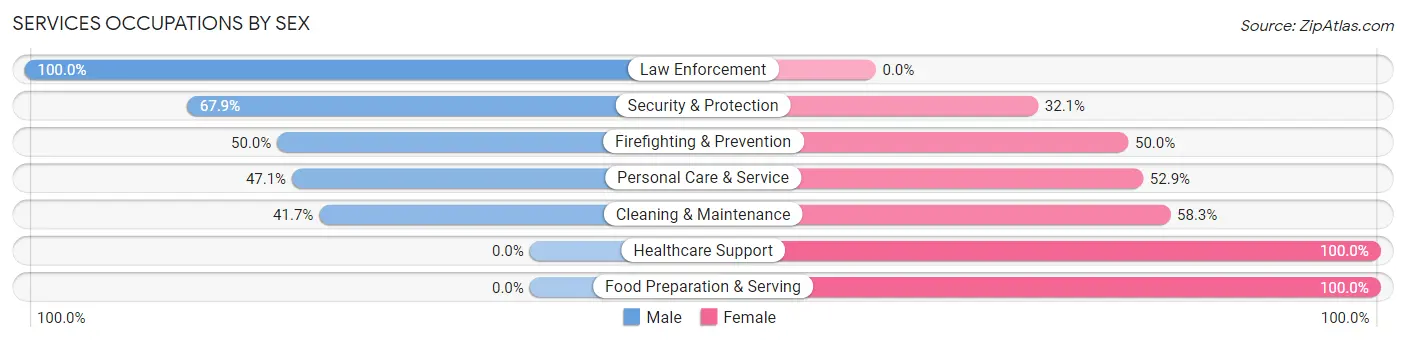 Services Occupations by Sex in Zip Code 47305