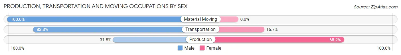 Production, Transportation and Moving Occupations by Sex in Zip Code 47381