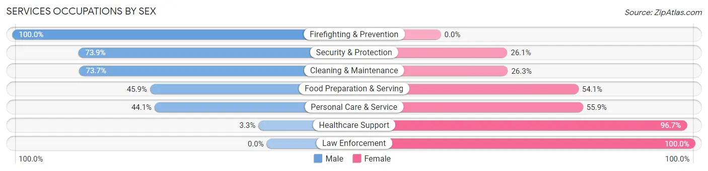 Services Occupations by Sex in Zip Code 47406