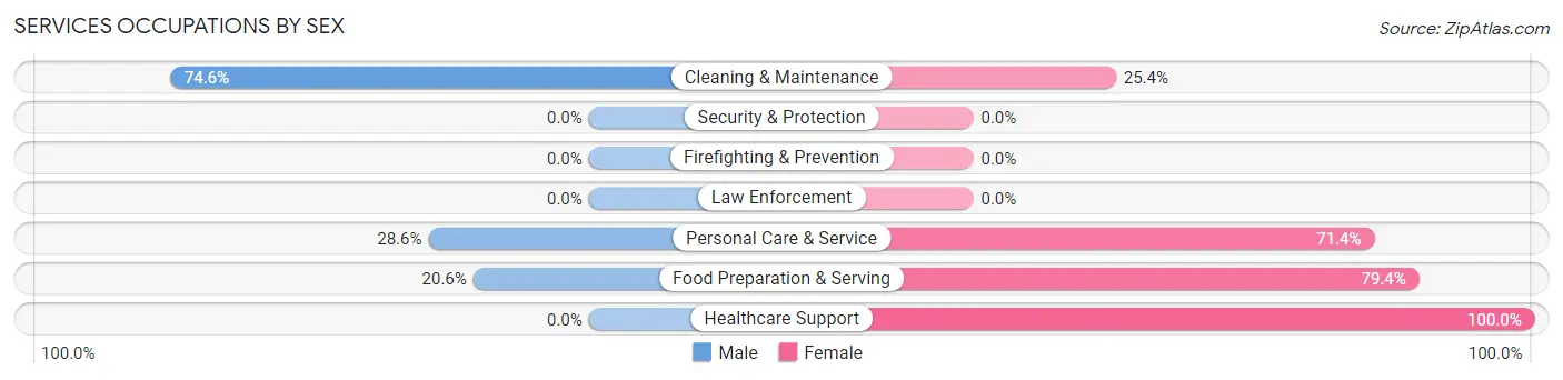 Services Occupations by Sex in Zip Code 47666