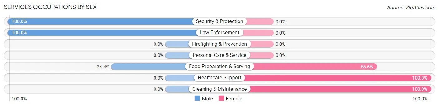 Services Occupations by Sex in Zip Code 47832