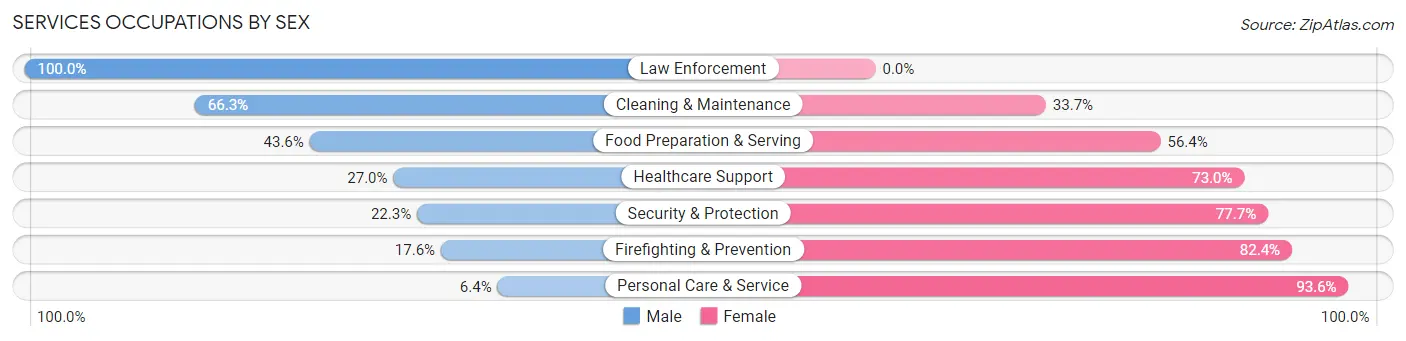 Services Occupations by Sex in Zip Code 47904