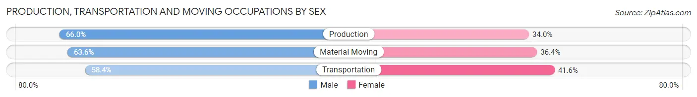 Production, Transportation and Moving Occupations by Sex in Zip Code 47909
