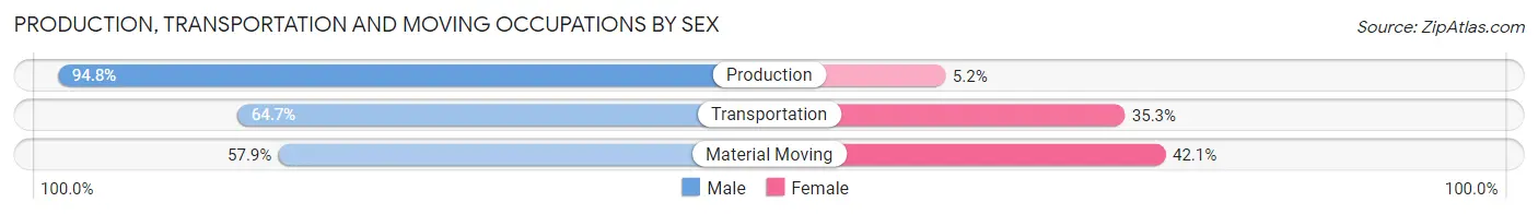 Production, Transportation and Moving Occupations by Sex in Zip Code 48022