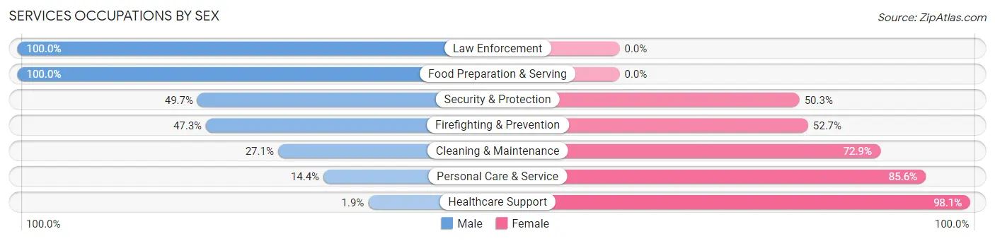 Services Occupations by Sex in Zip Code 48033