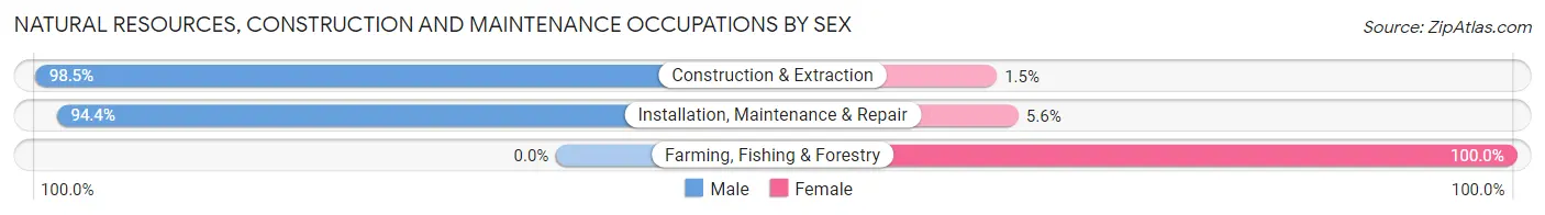 Natural Resources, Construction and Maintenance Occupations by Sex in Zip Code 48044