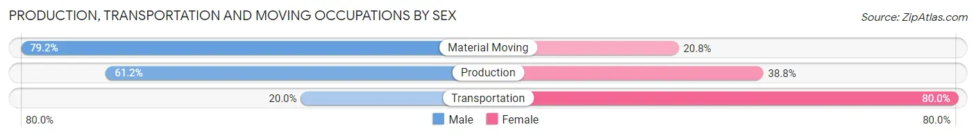 Production, Transportation and Moving Occupations by Sex in Zip Code 48159