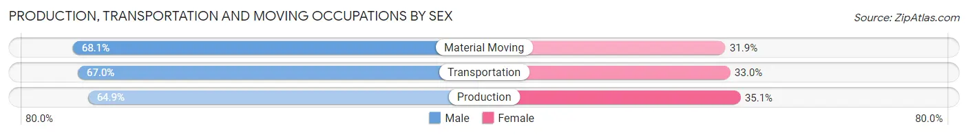 Production, Transportation and Moving Occupations by Sex in Zip Code 48213