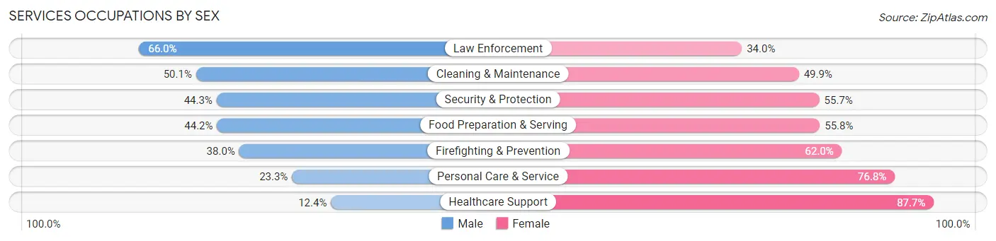 Services Occupations by Sex in Zip Code 48213