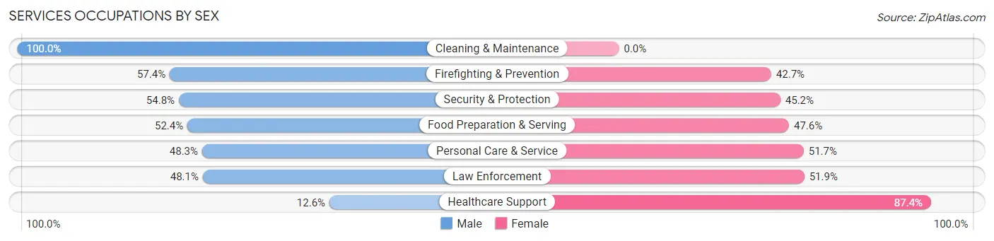 Services Occupations by Sex in Zip Code 48375