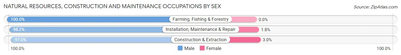 Natural Resources, Construction and Maintenance Occupations by Sex in Zip Code 48444
