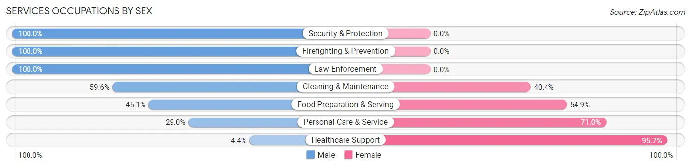 Services Occupations by Sex in Zip Code 48444