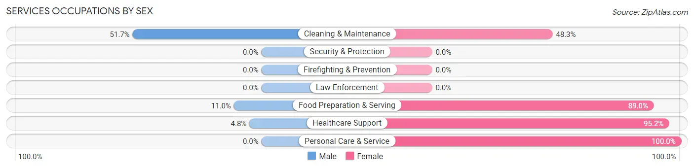 Services Occupations by Sex in Zip Code 48450