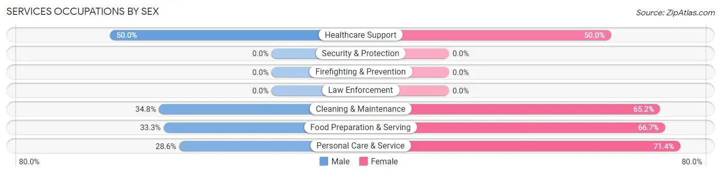 Services Occupations by Sex in Zip Code 48464