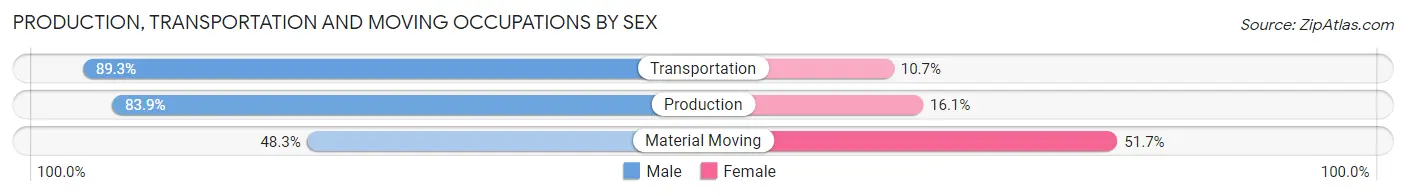Production, Transportation and Moving Occupations by Sex in Zip Code 48610