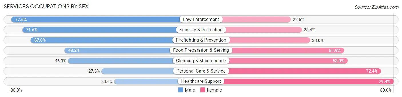 Services Occupations by Sex in Zip Code 48706