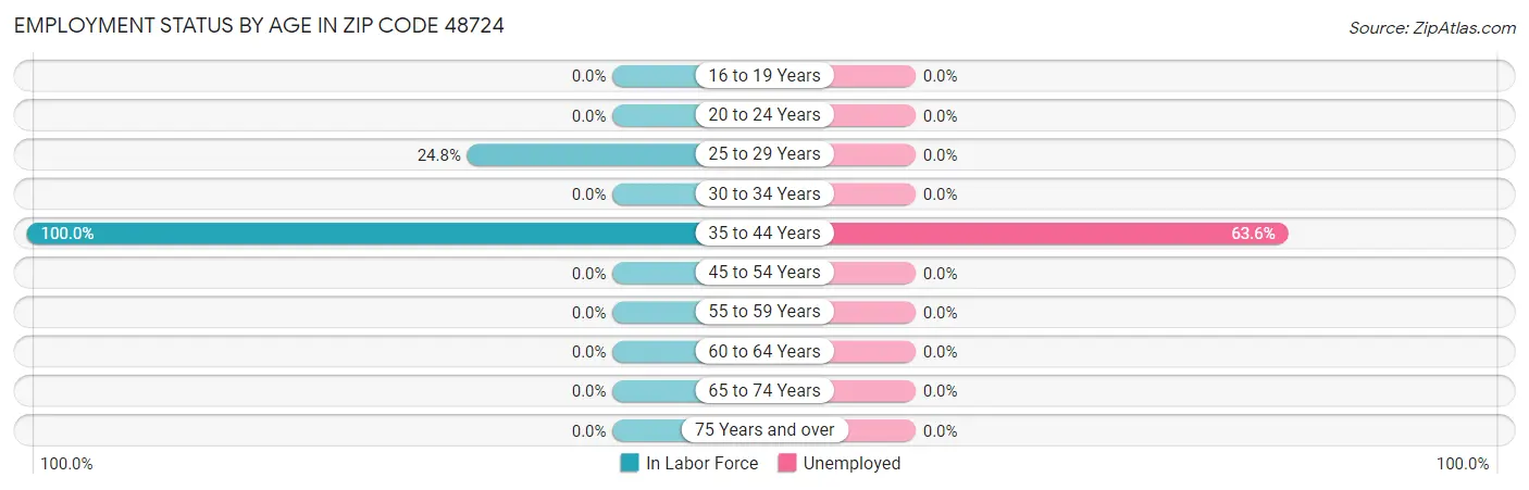 Employment Status by Age in Zip Code 48724