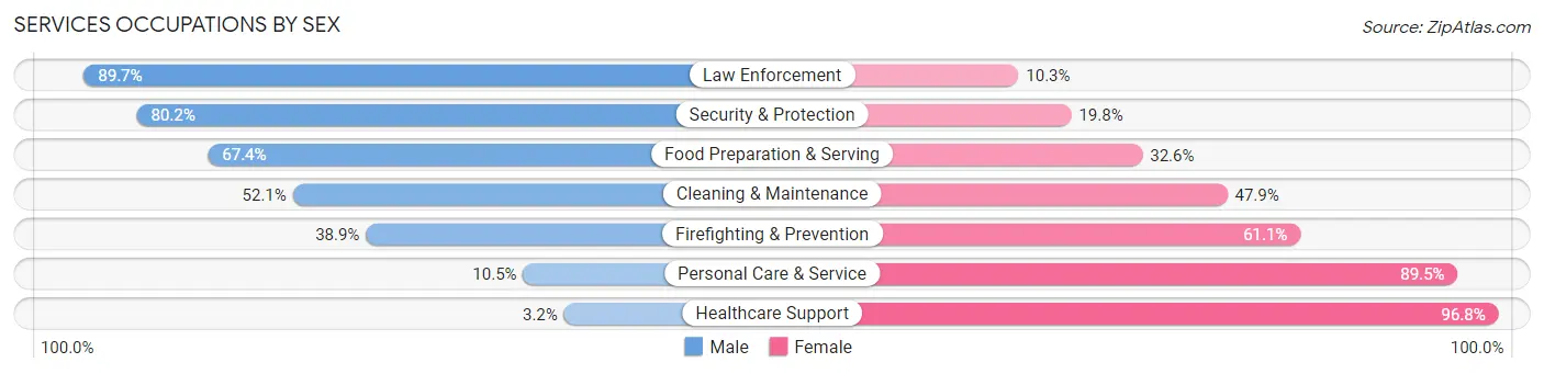 Services Occupations by Sex in Zip Code 48811