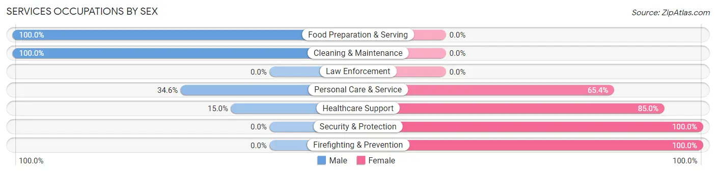 Services Occupations by Sex in Zip Code 48824
