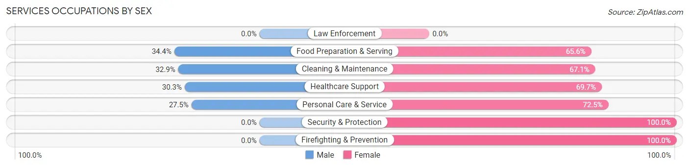 Services Occupations by Sex in Zip Code 48825