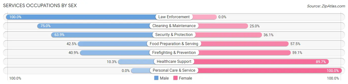 Services Occupations by Sex in Zip Code 48857