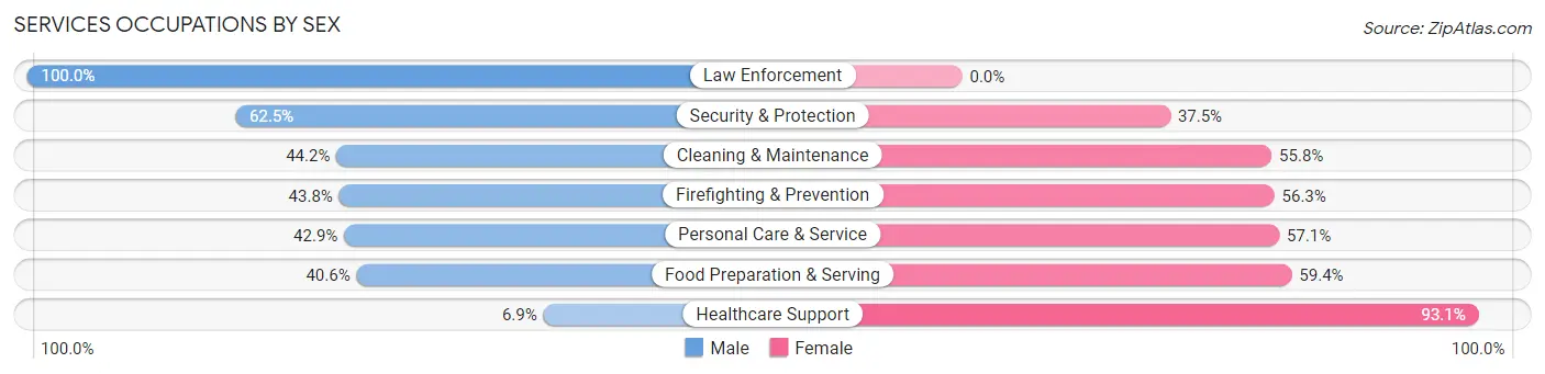 Services Occupations by Sex in Zip Code 48866