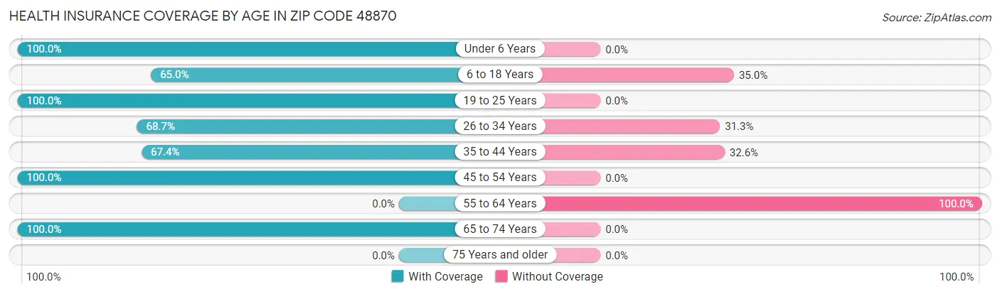 Health Insurance Coverage by Age in Zip Code 48870