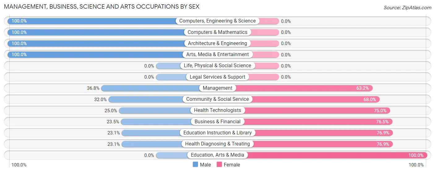 Management, Business, Science and Arts Occupations by Sex in Zip Code 48877