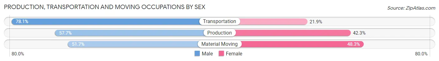 Production, Transportation and Moving Occupations by Sex in Zip Code 48877