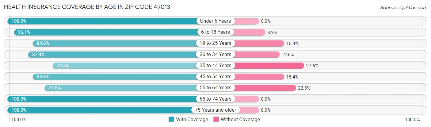 Health Insurance Coverage by Age in Zip Code 49013