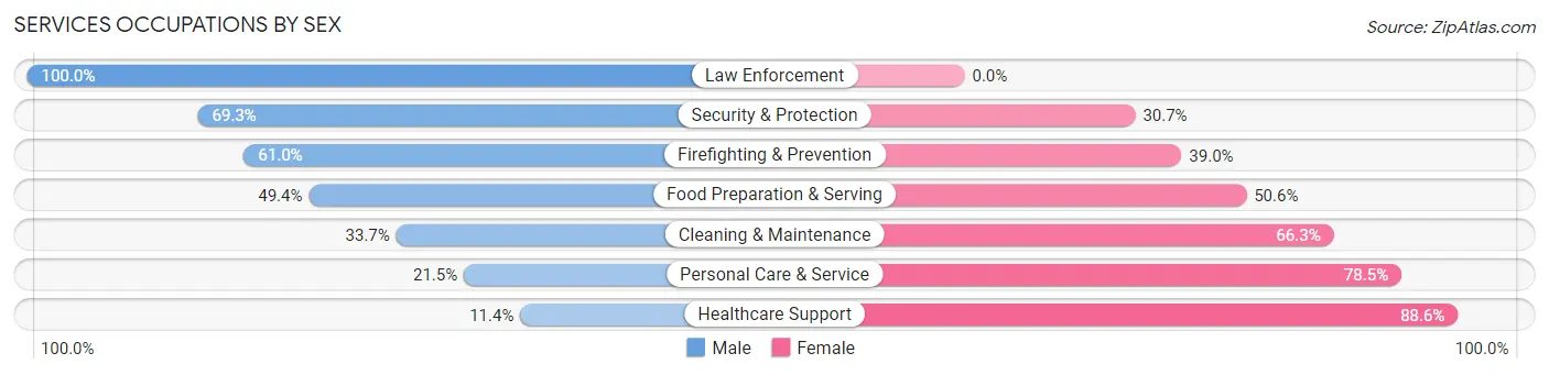 Services Occupations by Sex in Zip Code 49022