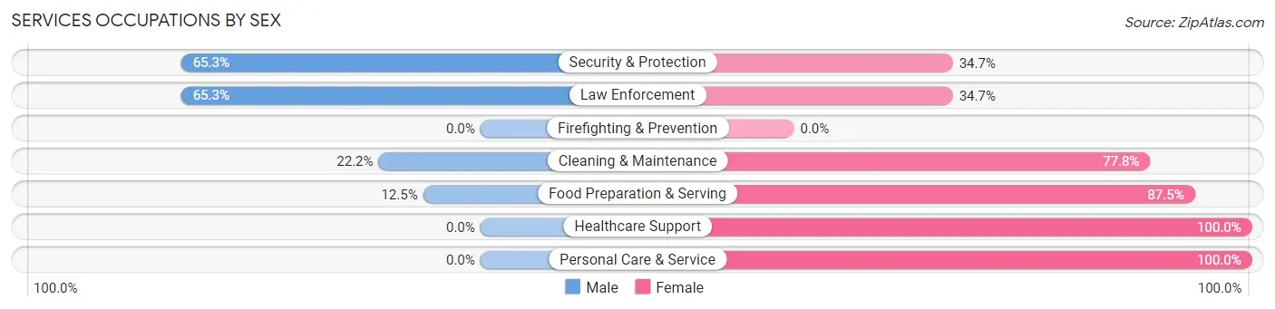 Services Occupations by Sex in Zip Code 49033