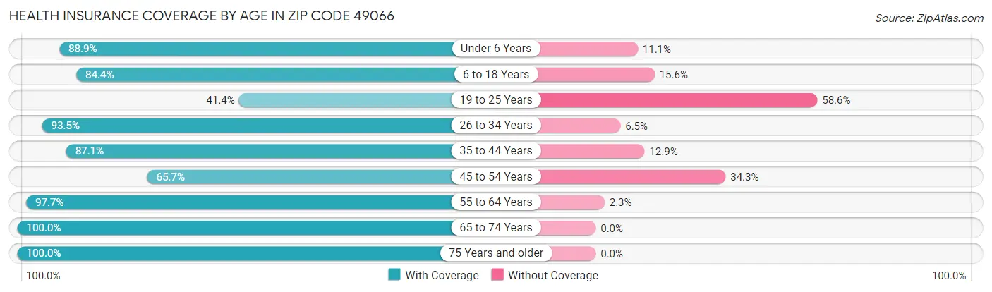 Health Insurance Coverage by Age in Zip Code 49066