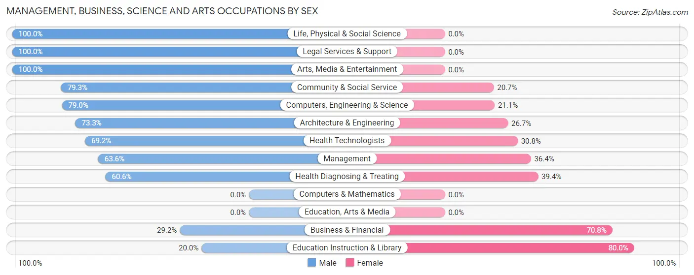 Management, Business, Science and Arts Occupations by Sex in Zip Code 49095