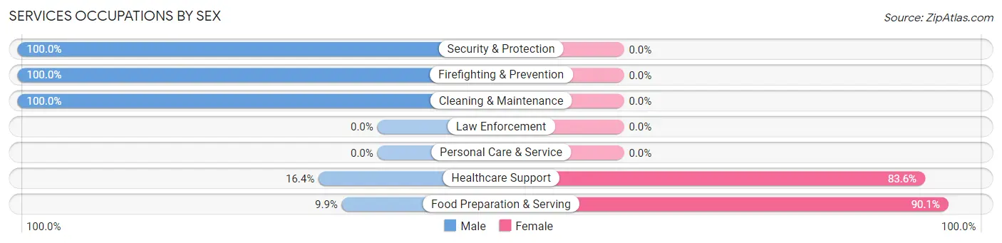 Services Occupations by Sex in Zip Code 49102