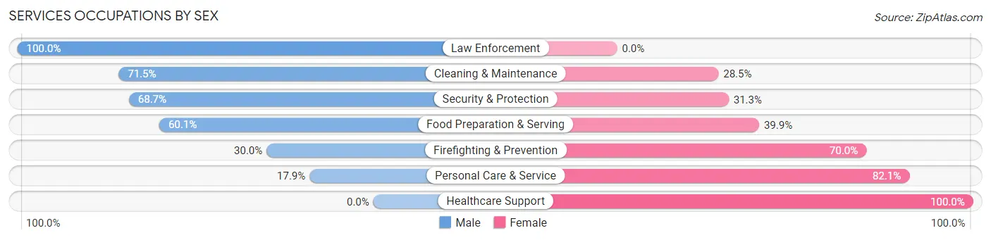 Services Occupations by Sex in Zip Code 49240