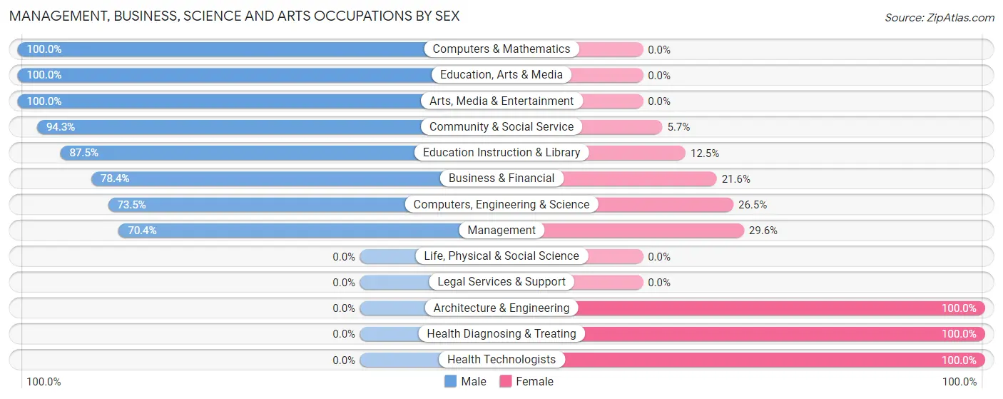 Management, Business, Science and Arts Occupations by Sex in Zip Code 49339