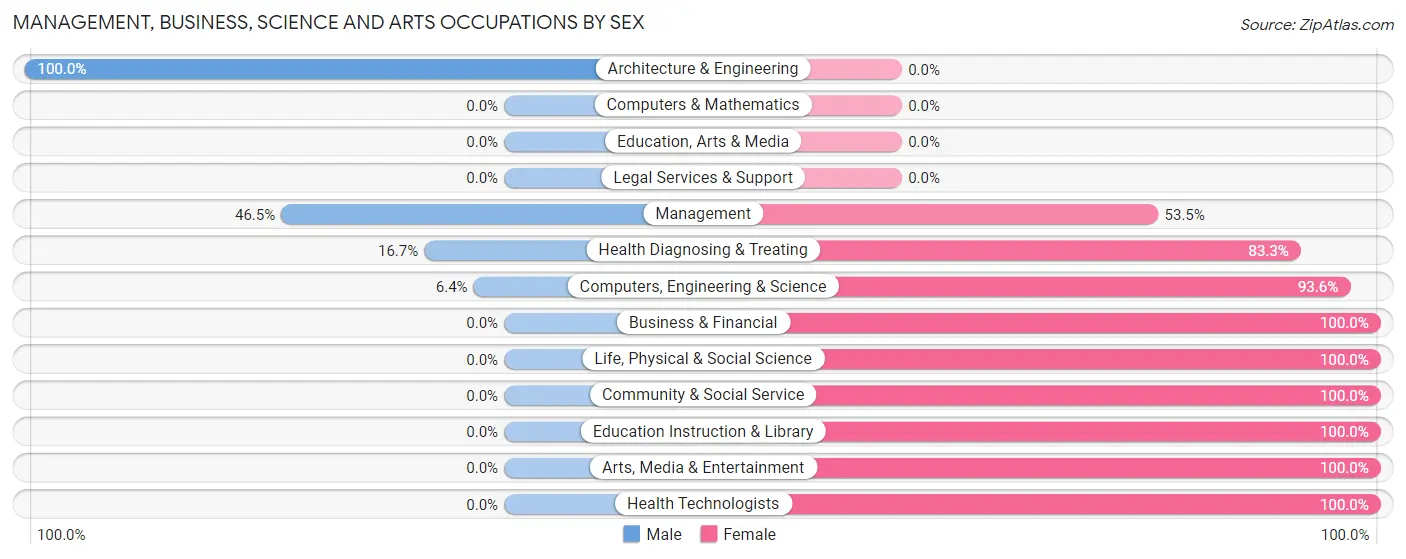 Management, Business, Science and Arts Occupations by Sex in Zip Code 49347