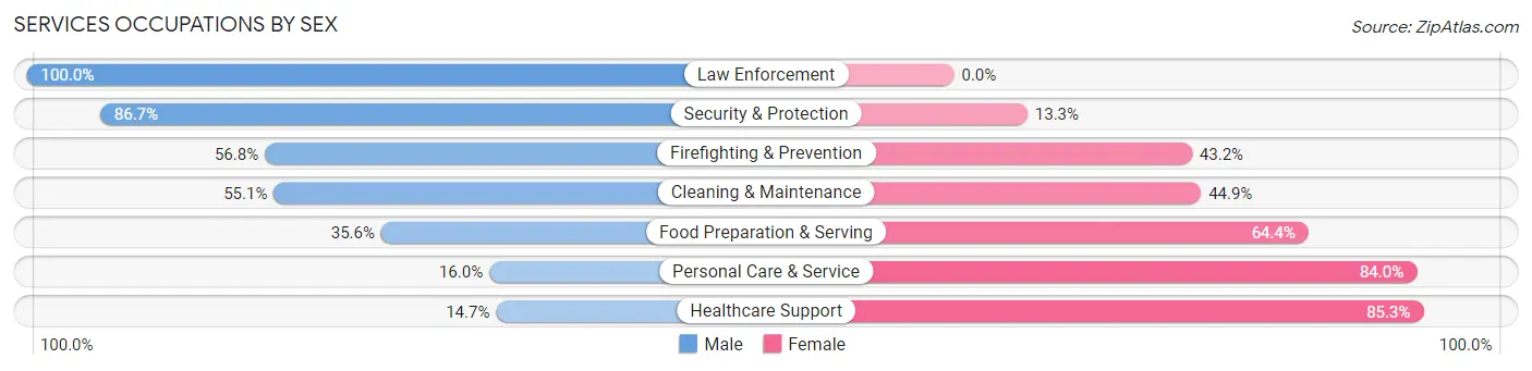 Services Occupations by Sex in Zip Code 49417
