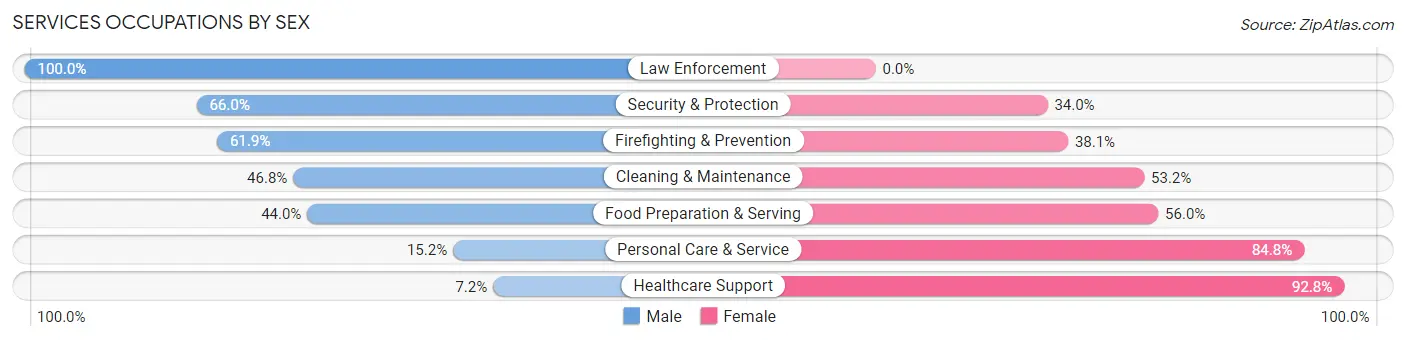 Services Occupations by Sex in Zip Code 49525