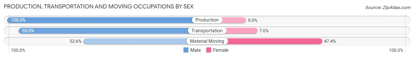 Production, Transportation and Moving Occupations by Sex in Zip Code 49650