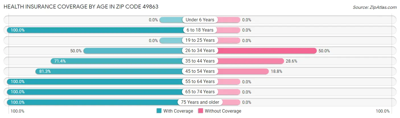 Health Insurance Coverage by Age in Zip Code 49863