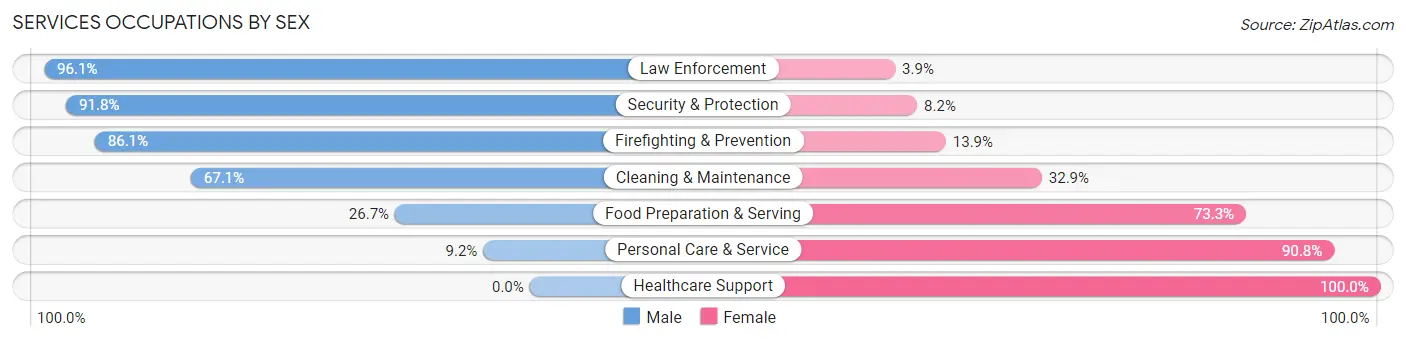Services Occupations by Sex in Zip Code 49866