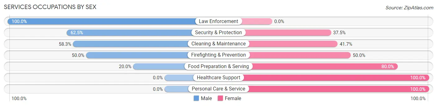 Services Occupations by Sex in Zip Code 49885