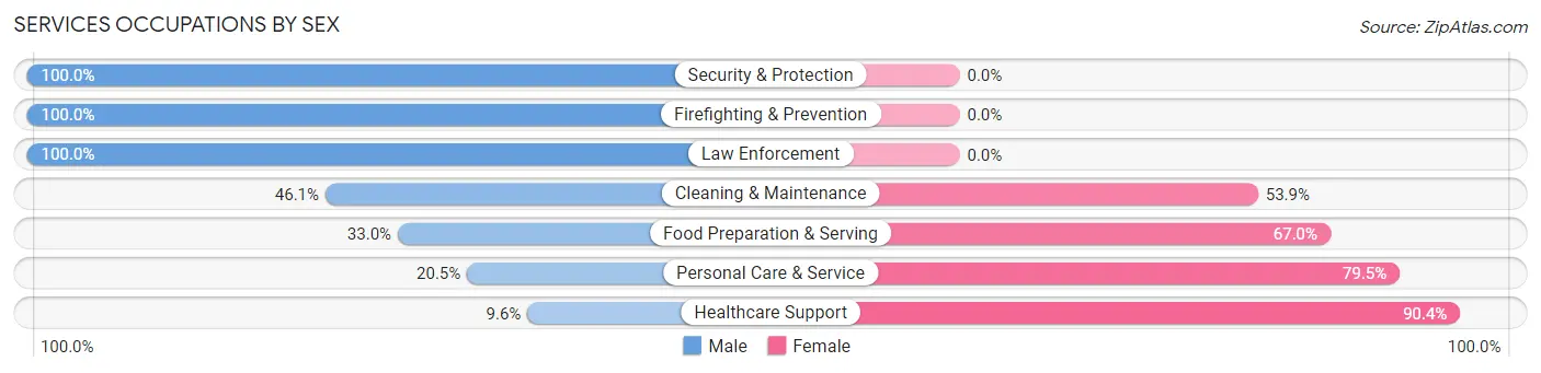 Services Occupations by Sex in Zip Code 50310
