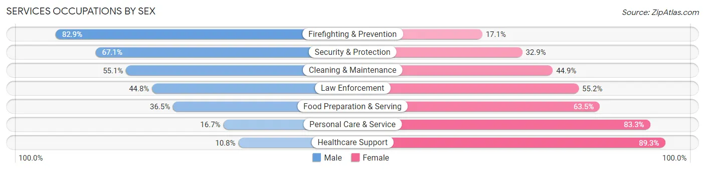Services Occupations by Sex in Zip Code 50313