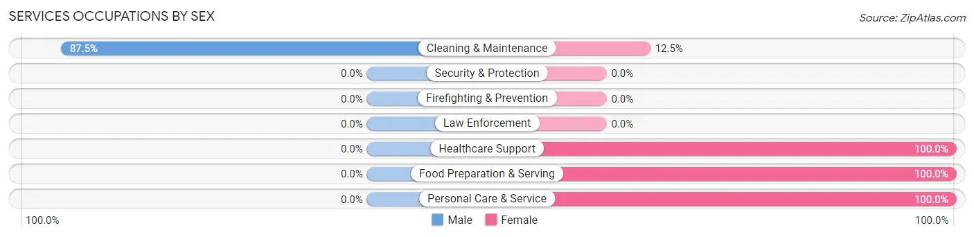 Services Occupations by Sex in Zip Code 50569