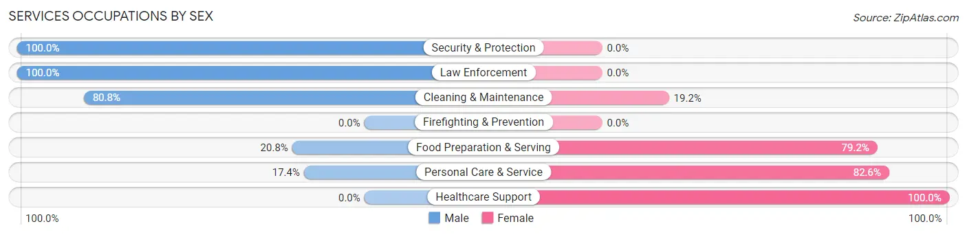 Services Occupations by Sex in Zip Code 50658