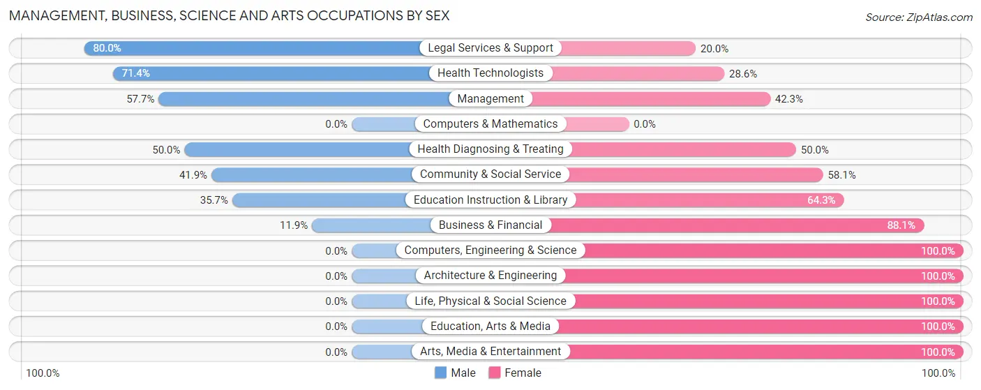 Management, Business, Science and Arts Occupations by Sex in Zip Code 51331