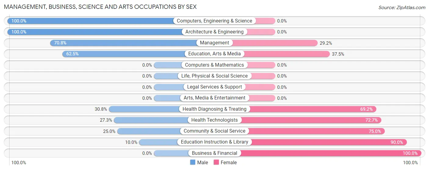 Management, Business, Science and Arts Occupations by Sex in Zip Code 51342